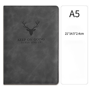 Sổ tay bìa Da PU A5 ghi chép 360 trang mẫu hươu sang trọng Tặng kèm bút viết