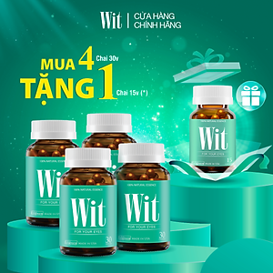 [Tặng Hộp 15v] Combo 4 Hộp 30v - Viên Uống Bổ Mắt WIT Ecogreen Giảm Mỏi Mắt, Tăng Cường Thị Lực Mắt Cho Bé & Người Lớn