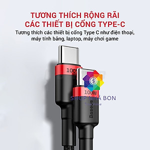 Dây cáp sạc nhanh 100W chuẩn PD 2.0 Type C to type-c QC 3.0 hiệu Baseus Cafule type c to Type C cho iPad Pro 2018 / 2020 / Samsung / Huawei / Xiaomi / Tablet / Macbook / Laptop Type C - Hàng nhập khẩu