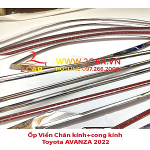 Nẹp viền chân kính, cong kính xe TOYOTA AVANZA 2022 2023 chất liệu inox 304 sáng bóng