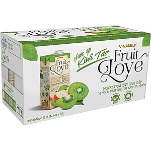 Thùng 12 hộp nước trái cây cao cấp Fruit Love VINAMILK Kiwi Táo (1L / Hộp)