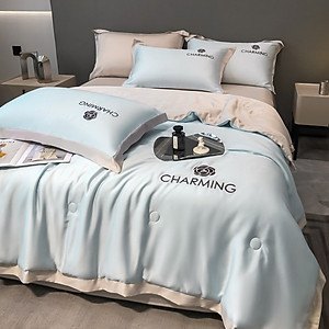 Bộ chăn ga gối phi lụa sang trọng mẫu mới năm 2023