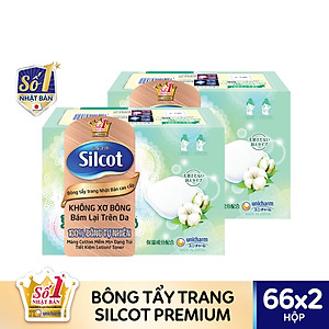 Bộ 2 Hộp Silcot Bông Trang Điểm (bông tẩy trang) Nhật Bản Cao Cấp (66 Miếng/Hộp)