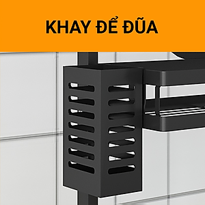 Kệ gia vị chữ E cao cấp VANDO bằng thép carbon chống gỉ, chống xước, kệ đựng chai lọ gia vị đa năng, kệ để đồ nhà bếp gọn gàng, sang trọng