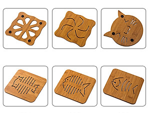 Combo 5 đế lót nồi chịu nhiệt bằng gỗ PaKaSa - Họa tiết giao ngẫu nhiên