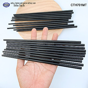 Đũa tròn gỗ Mun sừng trơn VIP - CTH701MT (Hộp 10 đôi rất đẹp) - Đũa gỗ tự nhiên cao cấp