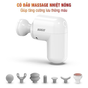 Súng Massage Cầm Tay Mini Nikio NK-173 - 6 Đầu Chuyên Dụng + 1 Đầu Nhiệt Nóng - Mát Xa Hỗ Trợ Giảm Đau Nhức Và Giãn Cơ Toàn Thân - Phù Hợp Mọi Đối Tượng, Siêu Nhỏ Gọn