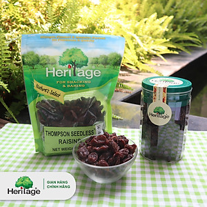 Nho Thomson khô không hạt loại 1,  size lớn Heritage chính hãng , hủ 300g,gói 500g, 1kg - THOMPSON SEEDLESS RAISINS