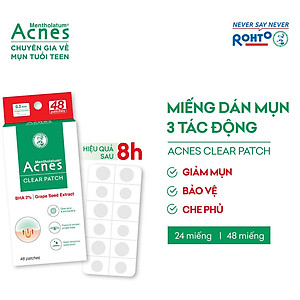 Miếng dán mụn giúp giảm mụn sưng viêm Acnes Clear Patch (48 Miếng)