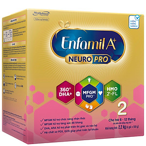 Sữa bột Enfamil A+ Neuropro 2 2.2kg với DHA giúp phát triển não bộ cho trẻ từ 6 –12 tháng tuổi