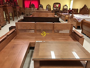 Bộ sofa góc tay trơn thanh lịch gỗ sồi Nga