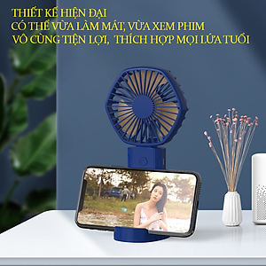 Quạt Cầm Tay Mini Tích Điện Teement , Có Giá Đở Điện Thoại, Sạc USB Di Động Tiện Lợi, Phiên Bản Nâng Cấp - Hàng Chính Hãng