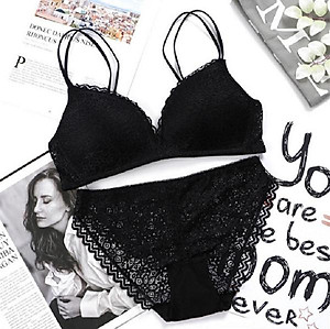 Bộ ĐồLót Ren Nữ Không Gọng Nâng Ngực Đệm Mỏng Azuno DL01  Phong Cách Sexy Dây Đôi Không Giãn Không Quăn Sau Khi Dùng Lâu