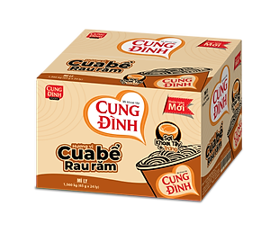 Thùng 24 Ly Mì Khoai Tây Cung Đình Hương Vị Cua Bể Rau Răm (65g/Ly)
