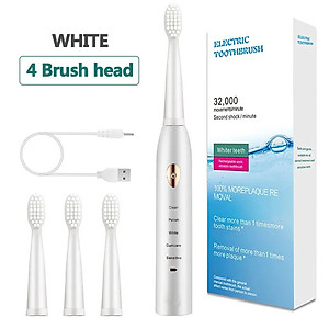 Bộ Bàn Chải đánh răng điện Tự động 5 Chế Độ, Công Nghệ Sóng Âm Sonic Kèm 4 đầu Bàn chải Electric Toothbrush Hàng chính hãng