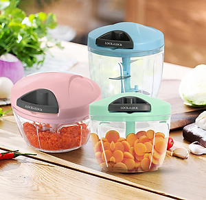 Máy xay tỏi ớt bằng tay Lock&Lock (Nhiều kích cỡ) - Hàng chính hãng, lực nghiền mạnh với 3 lưỡi dao thép không gỉ