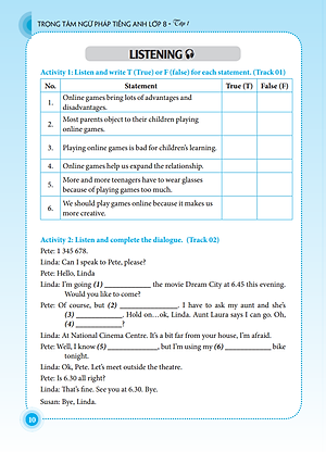 Sách Trọng Tâm Ngữ Pháp Tiếng Anh Lớp 8 - Tập 1 (Tái Bản 01)