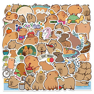 Sticker capybara chuột lang nước hoạt hình cute dán mũ bảo hiểm, guitar, ukulele, điện thoại, sổ tay, laptop-mẫu S66