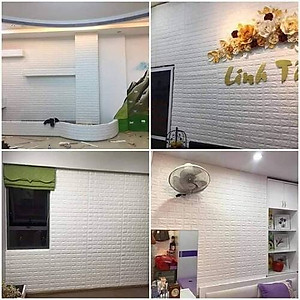 Bộ 20 Tấm Xốp Dán Tường 3D Giả Gạch Màu Trắng 70cmx77cm