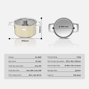 Nồi inox liền khối Elmich Hera