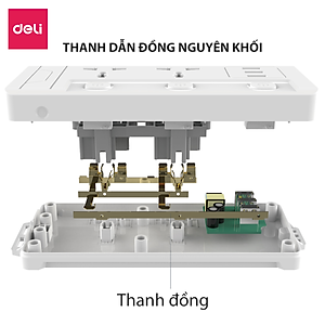 Ổ Cắm Điện Đa Năng Kèm Cổng USB CÔNG TẮC RIÊNG Chống Giật Chống Cháy Chất Lượng Cao Deli - Hàng Chính Hãng - ET409 410 411