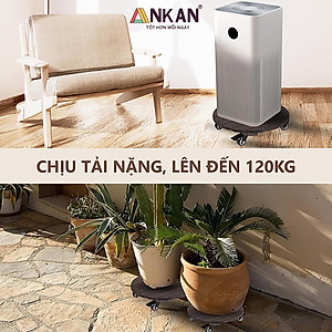 Đế Lót Chậu Cây Có Bánh Xe Cao Cấp ANKAN, Tròn Màu Xám Đen R35cm, Tải trọng 150 Kg, Di Chuyển Chậu Cây Êm Ái, Không Ồn