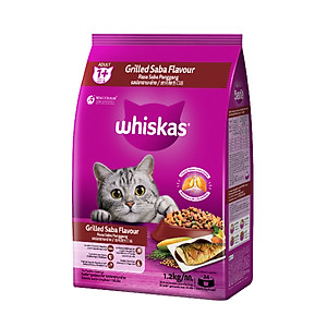 Thức Ăn Cho Mèo Whiskas Adult 1+ Years Vị Saba Nướng 1.2kg/Túi