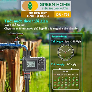 Bộ Hẹn Giờ Tưới Nước Tự Động Greenhome, Tropical TPC-T05, Chế Độ Tưới Thông Minh, Tiết Kiệm Nước