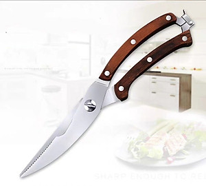 Kéo cắt gà và thịt đa năng inox có khóa gài cao cấp tặng kèm miếng lót nồi rửa bát silicol tiện lợi