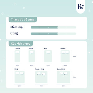 Nệm Foam Topper Ru9 Cao Cấp | 2 Lớp Foam Giúp Nâng Đỡ và Êm Ái | Dễ Dàng Di Chuyển | 7 Kích Thước