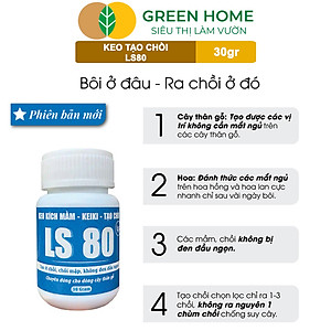 Keo Tạo Chồi LS80, Greenhome, Hũ 30gr, Tạo Mầm Tại Vị Trí Bất Kỳ, Có Chọn Lọc, Không Suy Cây, Đen Chồi