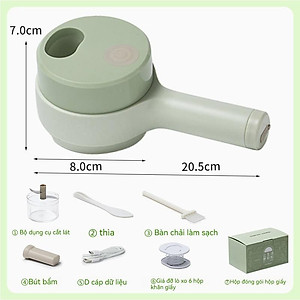 Máy xay mini cầm tay 3 trong 1 (máy xay nghiền tỏi ớt, rau củ, sinh tố;, máy nạo gọt hoa quả; máy cắt sợi, thái lát đồ ăn) dễ dàng vệ sinh