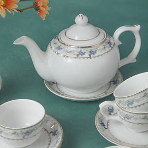 Bộ ấm bầu 2 hoa Nho sứ cao cấp Long Phương dung tích 500ml