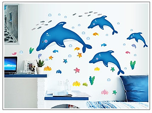 Decal dán tường Cá heo nhảy múa AmyShop DB023