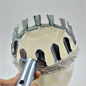 Vợt hái trái cây trên cao 16cm đa năng kèm túi vải - dụng cụ hái hoa quả kim loại siêu bền đẹp