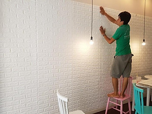 10 Tấm Xốp Dán Tường Giả Gạch Màu Trắng Dày 4mm Khổ 70X77 Cm Chịu Lực, Chịu Nước, Chống Ẩm Mốc Loại Cao Cấp 