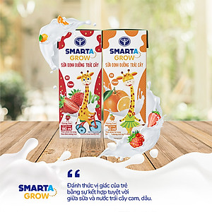 Thùng sữa nước trái cây Smarta Grow (vị dâu) giúp trẻ tăng chiều cao, phát triển não bộ, dinh dưỡng cho trẻ thấp còi (48 hộp x 180ml)