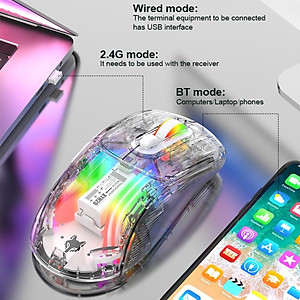 Chuột Led Không Dây Bluetooh Pin sạc XYH20 trong suốt , Chống ồn , đa kết nối nhiều thiết bị hàng nhập khẩu