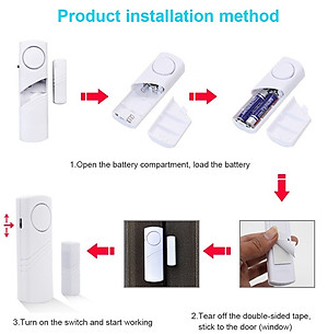 Chuông báo động chống trộm gắn cửa không dây cảm ứng từ, kêu to có công tắc, Chất lượng cao, bền bỉ - Hàng chính hãng