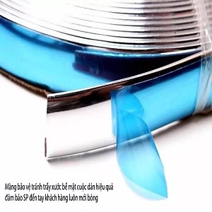 Nẹp dán viền mạ crom bản 2cm trang trí chân viền kính ô tô, ốp viền chân kính mạ crom cuộn dài 15 mét