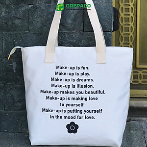 Túi Tote Nữ Grepaco Xách Vải Bố Canvas Cao Cấp In Chữ Đẹp Đeo Chéo Vai Có Khóa Kéo Nhiều Ngăn Dùng Đi Học, Làm Công Sở, Du Lịch Phong Cách Thời Trang Hàn Quốc - Tặng Túi Đựng Mỹ Phẩm