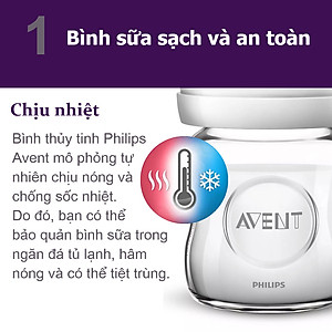 Bình sữa thủy tinh  mô phỏng tự nhiên hiệu Philips Avent (120ml - đơn) cho trẻ từ 0 tháng tuổi 671.13
