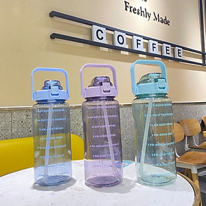 Bình Nước 2 Lít Có Vạch Chia Nhắc Giờ Dành Cho Người Lười Uống Nước, Bình Đựng Nước Thể Thao 2L Kèm Ống Hút Tiện Dụng  (Chọn Màu)