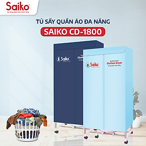 Tủ Sấy Quần Áo Đa Năng Thanh Khung Inox To Dày Saiko CD-1800 (1800W) - Màu Ngẫu Nhiên - Hàng Chính Hãng