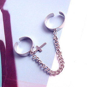 Nhẫn nam nữ hình chữ thập phong cách hip hop thời trang Hàn Quốc