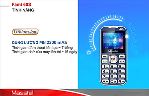 Điện thoại Masstel Fami 60S 4G(LTE) ,Bàn phím lớn, Khung viền kim loại - Hàng chính hãng