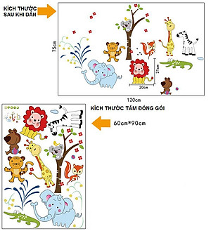 Decal dán tường vườn thú của bé - combo 2 bộ AmyShop