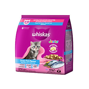 Thức Ăn Cho Mèo Con Whiskas Junior 2-12 MonthsVị Cá Biển 450g/Túi