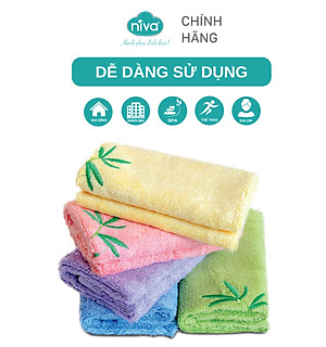 Khăn Mặt Sợi Tre 100% Niva WP1 Thấm Hút Vượt Trội An Toàn Cho Da, Trơn Kích Thước 280x480 mm