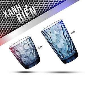 Bộ 6 ly thủy tinh Bormioli Rocco Diamond 300ml – Ly uống nước cao cấp | Màu trắng – xanh biển – tím